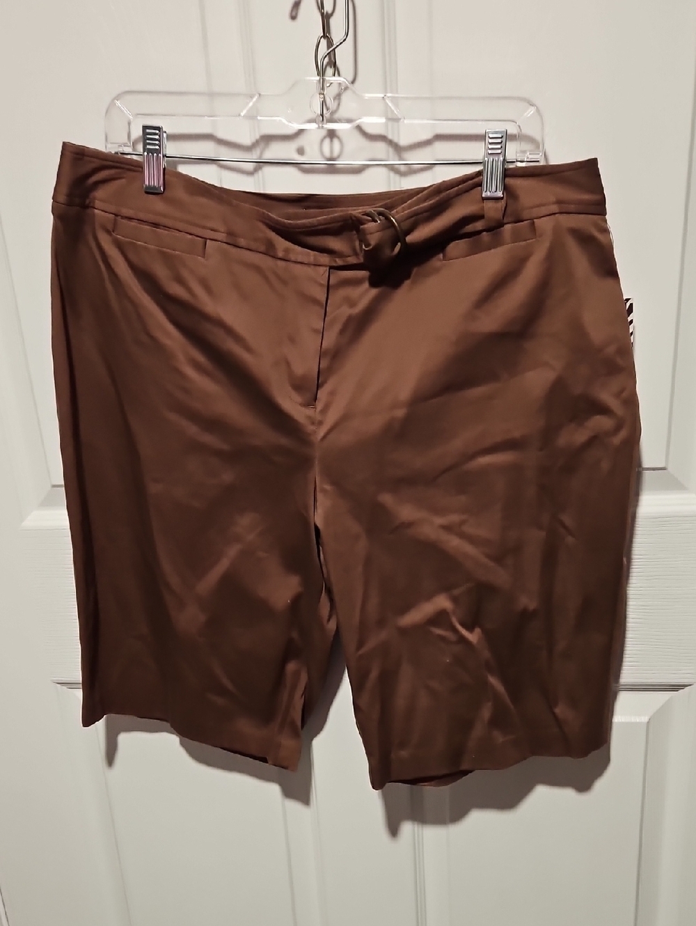 Dana Buchman Chocolate Brown Belted Bermuda Shorts